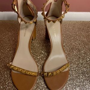 Stuart Weitzman Studded Block Heel Sandal